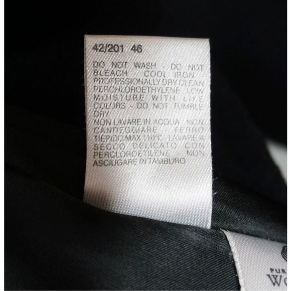 Max Mara Single Breasted Concealed‎ Buttons Long Black Wool Coat US 12 Women's - Picture 11 of 12